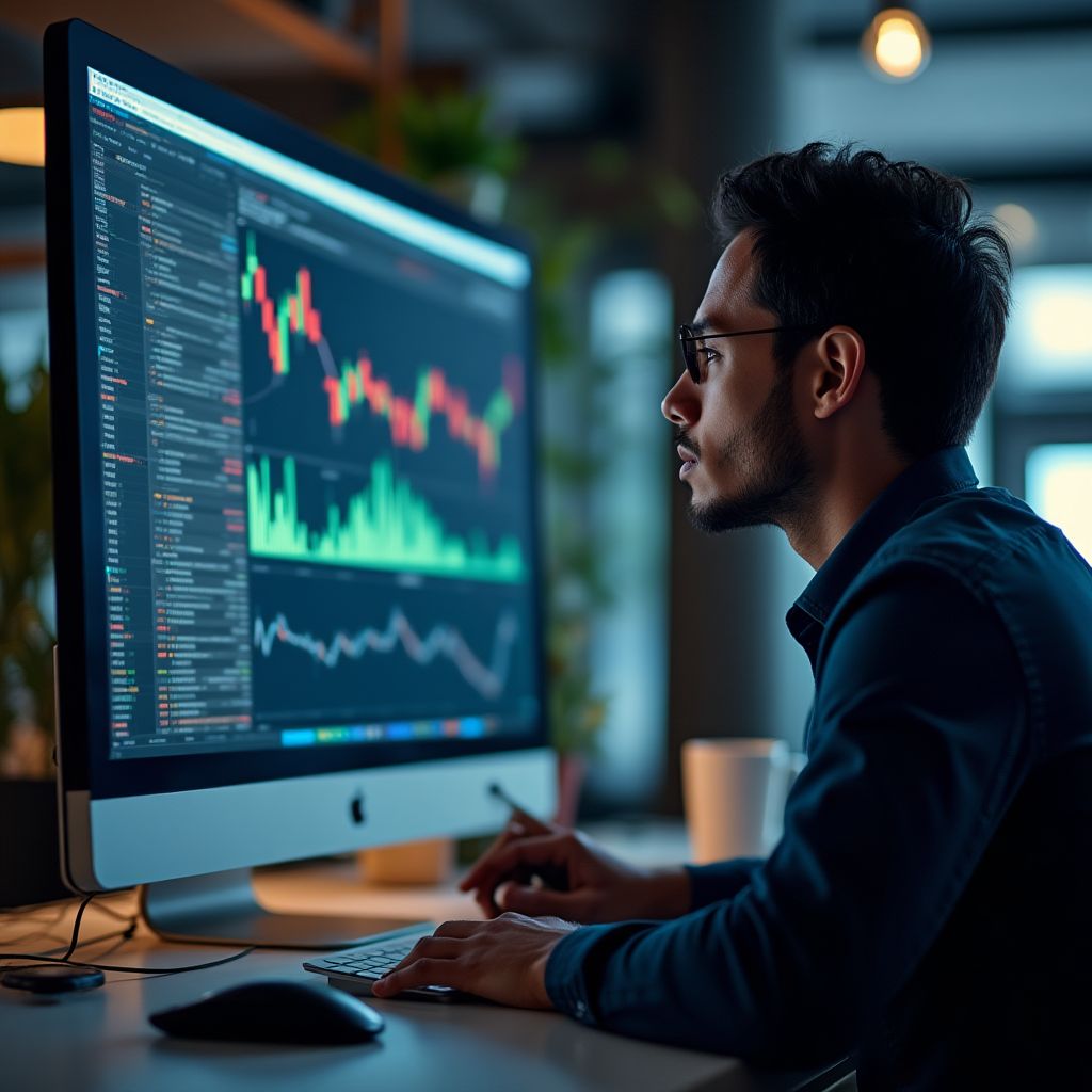 Analista revisando datos del sector petrolero